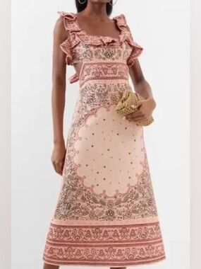Zimmermann matchmaker  pink Ruffle Neck Dress